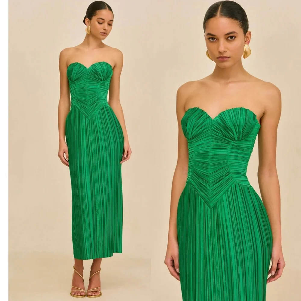 Cult Gaia Green Ashika Gown midi dress Size 6 Color is Malachite - Picture 2 of 9